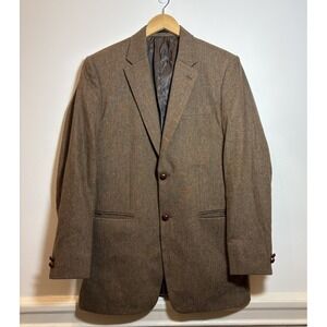 StudioSuits Hand Crafted Brown Herringbone Wool Blazer Mens Sport Coat